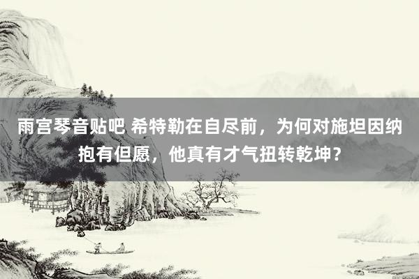 雨宫琴音贴吧 希特勒在自尽前，为何对施坦因纳抱有但愿，他真有才气扭转乾坤？