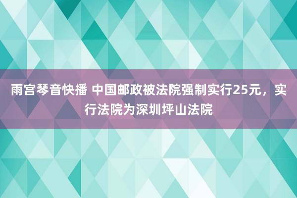 雨宫琴音快播 中国邮政被法院强制实行25元，实行法院为深圳坪山法院